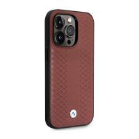 BMW Leather Diamond Pattern - Etui iPhone 14 Pro Max (burgundowy)