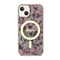 Guess Flower MagSafe - Etui iPhone 14 Plus (Różowy)