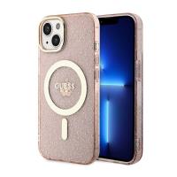 Guess Glitter Gold MagSafe - Etui iPhone 14 Plus (Różowy) Guess Glitter Gold MagSafe - Etui iPhone 14 Plus (Różowy)