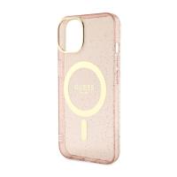Guess Glitter Gold MagSafe - Etui iPhone 14 Plus (Różowy)