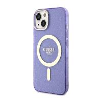 Guess Glitter Gold MagSafe - Etui iPhone 14 Plus (Purpurowy)