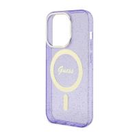 Guess Glitter Gold MagSafe - Etui iPhone 14 Pro Max (Purpurowy)