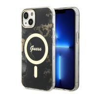 Guess Golden Marble MagSafe - Etui iPhone 14 (Czarny)