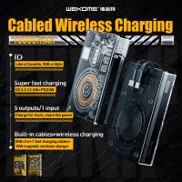WEKOME WP-331 Vanguard Series - Power bank indukcyjny 10000 mAh Super Charging z wbudowanym kablem USB-C & Lightning PD 20W + QC 22.5W MagSafe (Czarny / Przezroczysty)