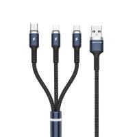 WEKOME WDC-119 Fython Series - Kabel połączeniowy 3w1 USB-A do Lightning + USB-C + Micro USB PD 1.2 m (Czarny) WEKOME WDC-119 Fython Series - Kabel połączeniowy 3w1 USB-A do Lightning + USB-C + Micro USB PD 1.2 m (Czarny)