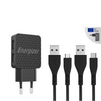 Energizer HardCase - Kompaktowa ładowarka sieciowa 2x USB-A + Kabel USB-C & Micro USB (Czarny) dożywotnia gwarancja Energizer HardCase - Kompaktowa ładowarka sieciowa 2x USB-A + Kabel USB-C & Micro USB (Czarny) dożywotnia gwarancja