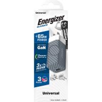 Energizer Ultimate - Ładowarka sieciowa podróżna Multiplug EU / UK / US GaN USB-C & USB-A 65W PD (Srebrny)
