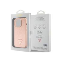 Guess Croco Triangle Metal Logo - Etui iPhone 15 Pro (różowy)