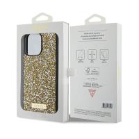 Guess Rhinestone Metal Logo - Etui iPhone 15 Pro (żółty)