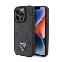 Guess Leather 4G Triangle Strass - Etui iPhone 15 Pro Max (czarny) Guess Leather 4G Triangle Strass - Etui iPhone 15 Pro Max (czarny)