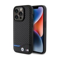 BMW Leather Carbon Blue Line - Etui iPhone 15 Pro (czarny) BMW Leather Carbon Blue Line - Etui iPhone 15 Pro (czarny)