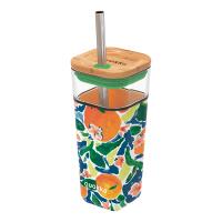 Quokka Liquid Cube - Kubek szklany 540 ml ze słomką ze stali nierdzewnej (Oranges) Quokka Liquid Cube - Kubek szklany 540 ml ze słomką ze stali nierdzewnej (Oranges)