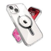 Speck Presidio Perfect-Clear Grip ClickLock & MagSafe - Etui iPhone 16e / iPhone 15 / iPhone 14 / iPhone 13 (Clear / Chrome Finish / Serene Silver)