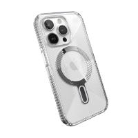 Speck Presidio Perfect-Clear Grip ClickLock & MagSafe - Etui iPhone 15 Pro (Clear / Chrome Finish / Serene Silver)