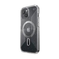 Speck Presidio Lux Grip ClickLock & MagSafe - Etui iPhone 16e / iPhone 15 / iPhone 14 / iPhone 13 (Clear / Platinium Glitter / Chrome Finish / Serene Silver)
