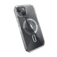 Speck Presidio Lux Grip ClickLock & MagSafe - Etui iPhone 16e / iPhone 15 / iPhone 14 / iPhone 13 (Clear / Platinium Glitter / Chrome Finish / Serene Silver)
