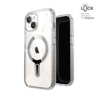 Speck Presidio Perfect-Clear Grip ClickLock & MagSafe - Etui iPhone 15 / iPhone 14 / iPhone 13 (Clear / Chrome Finish / Serene Silver)