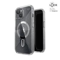 Speck Presidio Lux Grip ClickLock & MagSafe - Etui iPhone 15 / iPhone 14 / iPhone 13 (Clear / Platinium Glitter / Chrome Finish / Serene Silver)