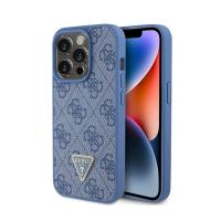 Guess Leather 4G Triangle Strass - Etui iPhone 15 Pro (niebieski) Guess Leather 4G Triangle Strass - Etui iPhone 15 Pro (niebieski)