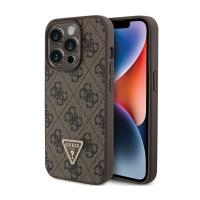 Guess Leather 4G Triangle Strass - Etui iPhone 15 Pro (brązowy) Guess Leather 4G Triangle Strass - Etui iPhone 15 Pro (brązowy)