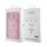 Guess Leather 4G Stamped - Etui iPhone 15 (różowy)
