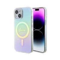 Guess IML Iridescent MagSafe - Etui iPhone 15 (turkusowy)