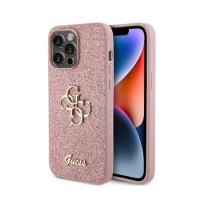 Guess Glitter Script Big 4G - Etui iPhone 15 Pro Max (różowy) Guess Glitter Script Big 4G - Etui iPhone 15 Pro Max (różowy)