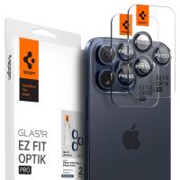 Spigen Optik Pro GLAS.TR EZ Fit Camera Protector 2-Pack - Szkło ochronne na obiektyw do iPhone 15 Pro / 15 Pro Max / iPhone 14 Pro / 14 Pro Max (2 szt) (Blue Titanium)