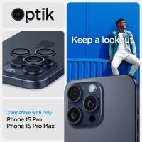 Spigen Optik Pro GLAS.TR EZ Fit Camera Protector 2-Pack - Szkło ochronne na obiektyw do iPhone 15 Pro / 15 Pro Max / iPhone 14 Pro / 14 Pro Max (2 szt) (Blue Titanium)