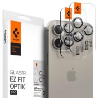 Spigen Optik Pro GLAS.TR EZ Fit Camera Protector 2-Pack - Szkło ochronne na obiektyw do iPhone 15 Pro / 15 Pro Max / iPhone 14 Pro / 14 Pro Max (2 szt) (Natural Titanium)