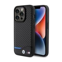BMW Leather Carbon Blue Line MagSafe - Etui iPhone 15 Pro (czarny) BMW Leather Carbon Blue Line MagSafe - Etui iPhone 15 Pro (czarny)