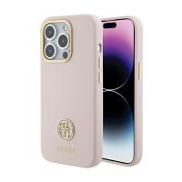 Guess Silicone Logo Strass 4G - Etui iPhone 15 Pro (różowy) Guess Silicone Logo Strass 4G - Etui iPhone 15 Pro (różowy)