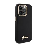 Guess Silicone Script Metal Logo & Frame - Etui iPhone 15 Pro (czarny)