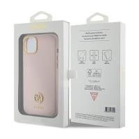 Guess Silicone Logo Strass 4G - Etui iPhone 15 Plus (różowy)