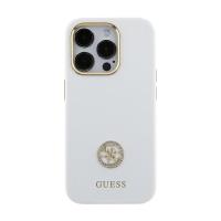 Guess Silicone Logo Strass 4G - Etui iPhone 15 (biały)