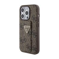 Guess Grip Stand 4G Triangle Strass Logo - Etui iPhone 15 Pro Max (brązowy)