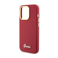 Guess Silicone Script Metal Logo & Frame - Etui iPhone 15 Pro Max (magenta)
