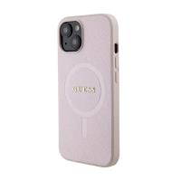 Guess Saffiano MagSafe - Etui iPhone 15 Plus (różowy)