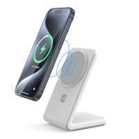 Crong MagSpot Stand - Ładowarka bezprzewodowa 2w1 z MagSafe do iPhone i AirPods (biały) Crong MagSpot Stand - Ładowarka bezprzewodowa 2w1 z MagSafe do iPhone i AirPods (biały)