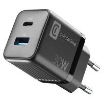 Cellularline Multipower Micro GaN - Ładowarka sieciowa USB-C & USB-A Power Delivery 30W (czarny) Cellularline Multipower Micro GaN - Ładowarka sieciowa USB-C & USB-A Power Delivery 30W (czarny)