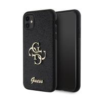 Guess Glitter Script Big 4G - Etui iPhone 11 (czarny)