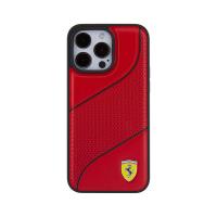 Ferrari Perforated Waves Metal Logo - Etui iPhone 15 Pro Max (czerwony)