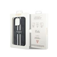 Guess 4G Printed Stripes MagSafe - Etui iPhone 15 Pro (czarny)
