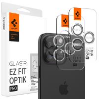 Spigen Optik Pro GLAS.TR EZ Fit Camera Protector 2-Pack - Szkło ochronne na obiektyw do iPhone 16 Pro / 16 Pro Max / 15 Pro / 15 Pro Max / 14 Pro / 14 Pro Max (2 szt) (Przezroczysty)