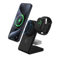 Crong MagSpot Pivot Stand - Ładowarka bezprzewodowa 3w1 z MagSafe do iPhone, Apple Watch i AirPods (czarny) Crong MagSpot Pivot Stand - Ładowarka bezprzewodowa 3w1 z MagSafe do iPhone, Apple Watch i AirPods (czarny)