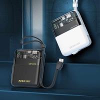 WEKOME WP-309 Vanguard Series - Power bank 10000 mAh Super Charging z wbudowanym kablem USB-C & Lightning PD 20W + QC 22.5W (Biały / Przezroczysty)