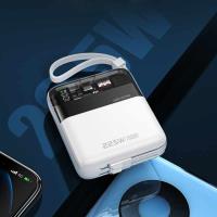 WEKOME WP-309 Vanguard Series - Power bank 10000 mAh Super Charging z wbudowanym kablem USB-C & Lightning PD 20W + QC 22.5W (Biały / Przezroczysty)