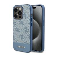 Guess 4G Bottom Stripe Metal Logo Collection - Etui iPhone 15 Pro (niebieski)