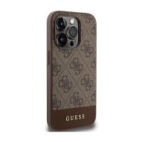 Guess 4G Bottom Stripe Metal Logo Collection - Etui iPhone 15 Pro Max (brązowy)