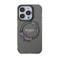 Guess IML Flowers Wreath MagSafe - Etui iPhone 15 Pro (czarny)